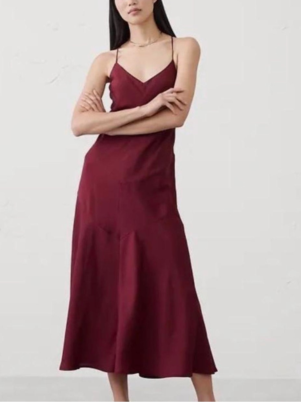 BANANA REPUBLIC WINE SLIP DRESS MIDI